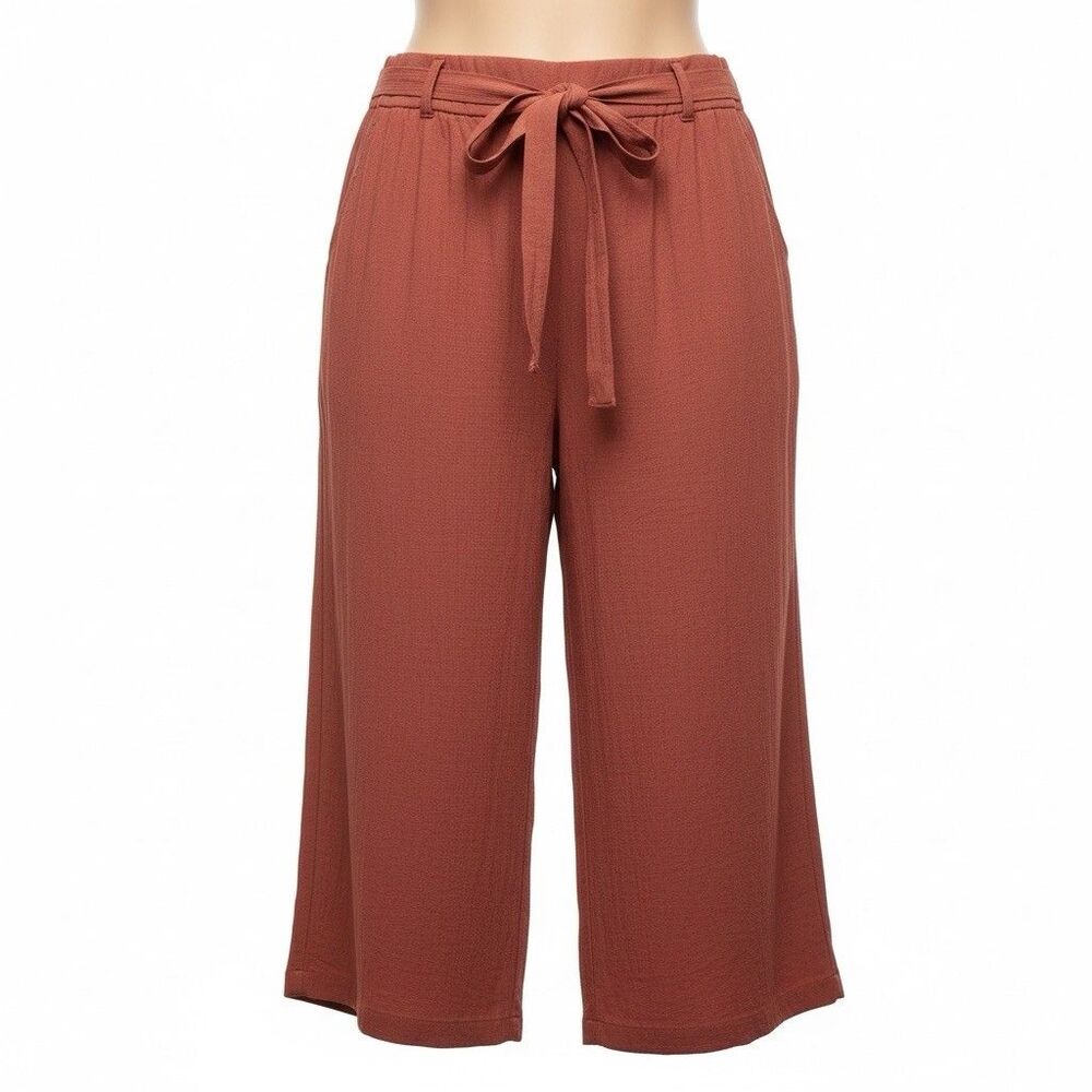 Torrid 6X Pants High Rise Cropped Rust Brown Lagenlook Wide Leg Boho Minimalist